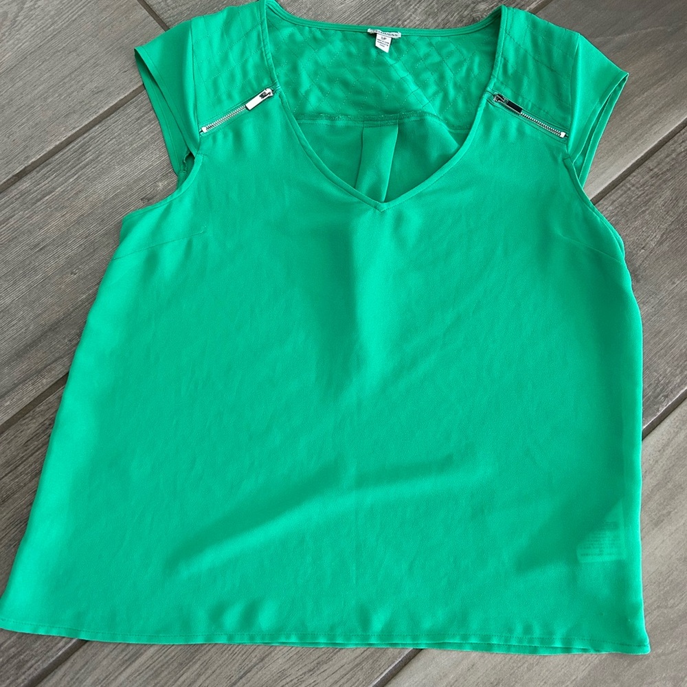 Guess Green Cap Sleeve Cut Out Blouse